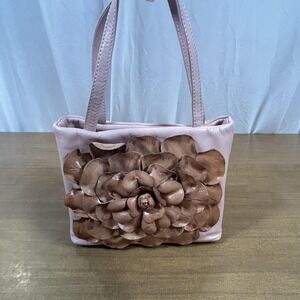 Paolo Masi Top Handle Bag Womens Small Pink Leather Flower Applique Purse Italy